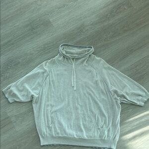 Inhabit Short Sleeve pullover sweater Cowl neck Cotton knit medium Grey lounge